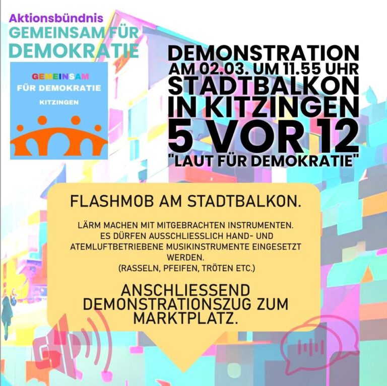 Aufruf zur Demo des Bündnisses „Gemeinsam für Demokratie“